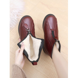 綿羊毛冬季老北京布鞋女加絨保暖防滑高幫中老年棉鞋媽媽鞋雪地靴