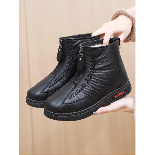 綿羊毛冬季老北京布鞋女加絨保暖防滑高幫中老年棉鞋媽媽鞋雪地靴