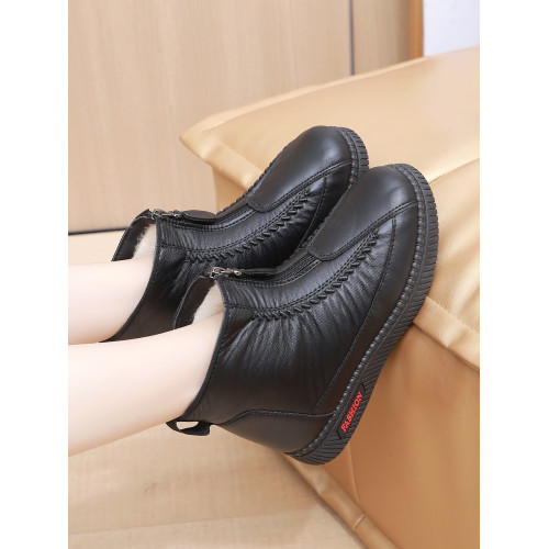 綿羊毛冬季老北京布鞋女加絨保暖防滑高幫中老年棉鞋媽媽鞋雪地靴