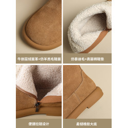 ZHR雪地靴女2025秋冬新款保暖真皮短靴加絨加厚毛毛鞋東北二棉鞋