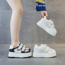 厚底毛毛鞋女冬季加絨外穿2024新款網紅爆款時尚魔術貼內增高棉鞋