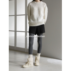 小池在首爾韓國東大門新款綁帶雪地靴毛毛絨拼接系帶保暖中筒棉靴