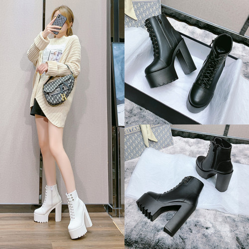 18cm/20公分超高跟恨天高粗跟女鞋歐美T台走秀舞台模特鞋顯瘦裸靴