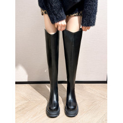 長筒靴女過膝靴子大筒圍胖mm粗腿顯瘦v口高筒靴2025新款大碼女靴