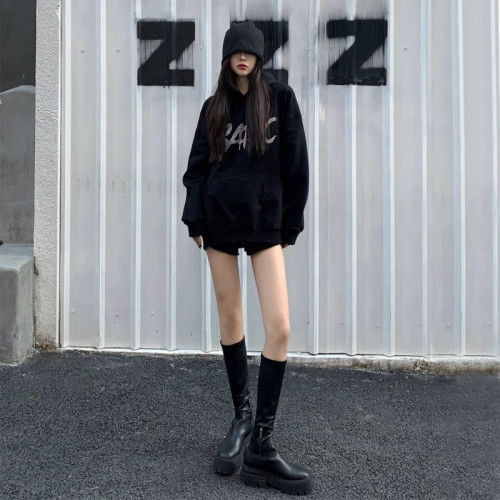 長筒靴女圓頭側拉鍊加絨小個子高筒瘦瘦靴不過膝黑色厚底騎士長靴 長筒靴女圓頭側拉鍊加絨小個子高筒瘦瘦靴不過膝黑色厚底騎士長靴