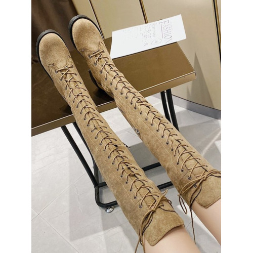 2025秋冬新款長筒靴大碼過膝靴磨砂高筒靴前系帶女靴歐美女鞋時尚