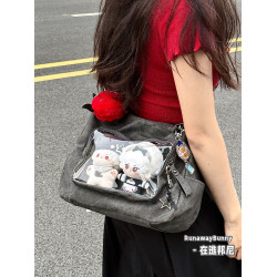 日常原創基礎款10cm娃包二次元漫展透明通勤女小食量單肩斜背痛包