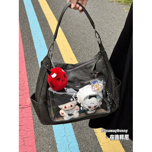 日常原創基礎款10cm娃包二次元漫展透明通勤女小食量單肩斜背痛包