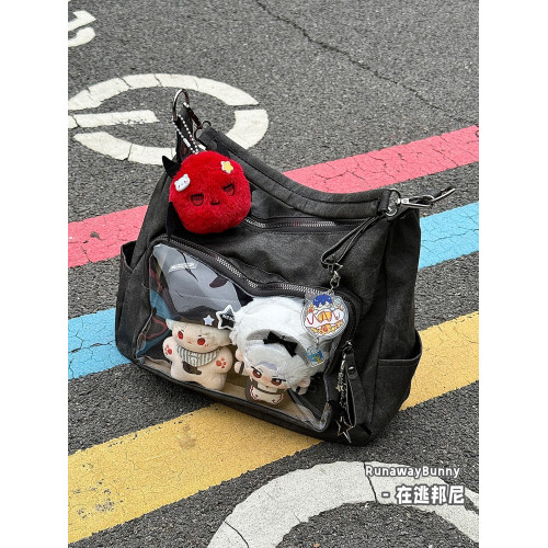 日常原創基礎款10cm娃包二次元漫展透明通勤女小食量單肩斜背痛包