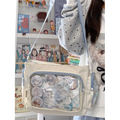 痛包大容量單肩斜背二次元吧唧包學生日常百搭學院風手提郵差包女 痛包大容量單肩斜背二次元吧唧包學生日常百搭學院風手提郵差包女