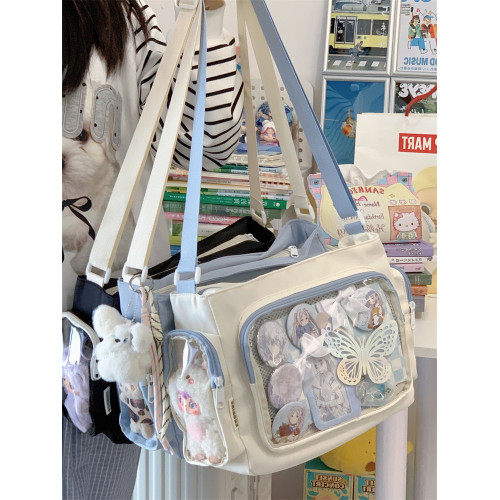 痛包大容量單肩斜背二次元吧唧包學生日常百搭學院風手提郵差包女 痛包大容量單肩斜背二次元吧唧包學生日常百搭學院風手提郵差包女