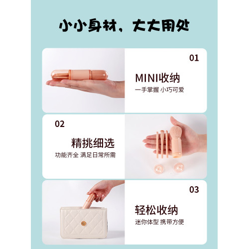 可攜式化妝刷小套迷你腮紅刷眼影刷脣刷遮瑕刷軟毛四合一旅行套裝 可攜式化妝刷小套迷你腮紅刷眼影刷脣刷遮瑕刷軟毛四合一旅行套裝