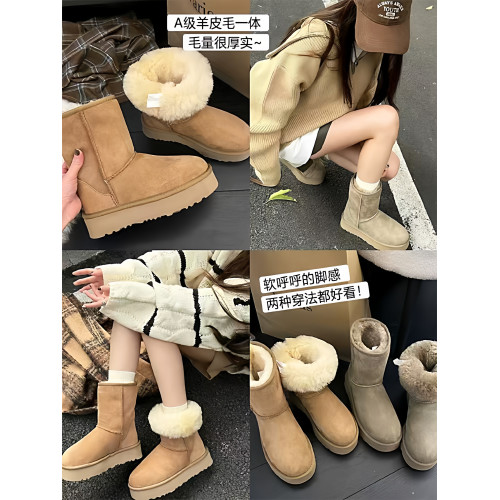 河南桑坡村皮毛一體雪地靴女款冬季2025新款爆款中筒保暖東北棉鞋 河南桑坡村皮毛一體雪地靴女款冬季2025新款爆款中筒保暖東北棉鞋