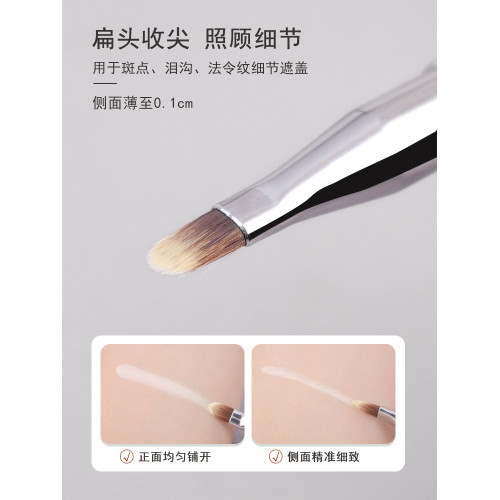 小胖丁可攜式雙頭脣刷遮瑕刷指腹刷扁斜頭淚溝帶帽迷你口紅化妝刷