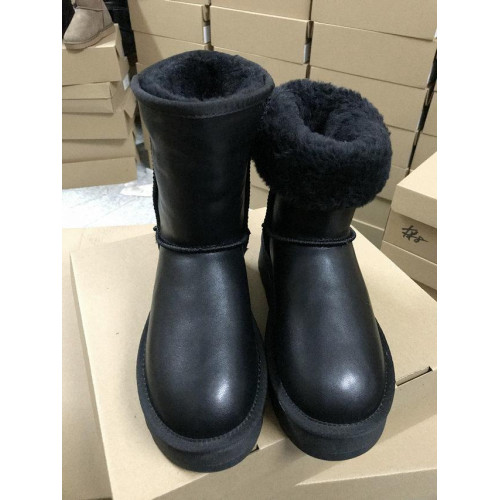 加絨加厚底增高可愛防水皮面中筒雪地靴女新款冬季棉鞋短靴子