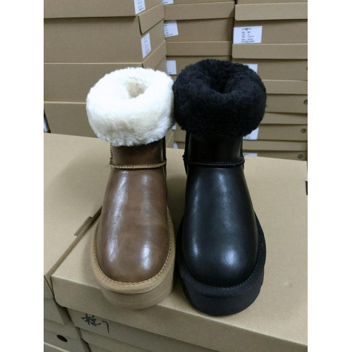 加絨加厚底增高可愛防水皮面中筒雪地靴女新款冬季棉鞋短靴子