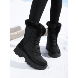 高幫厚底雪地靴女新款冬季中筒靴保暖加絨加厚防水防滑戶外棉鞋