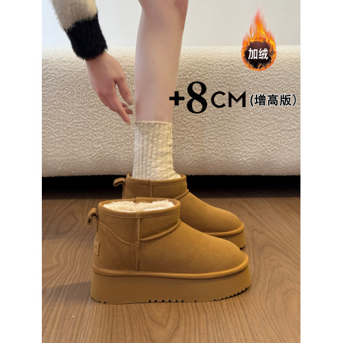 巨好看厚底內增高加絨加厚灰色雪地靴女2026新款冬季保暖東北棉鞋