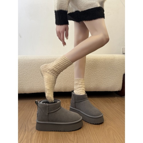 巨好看厚底內增高加絨加厚灰色雪地靴女2026新款冬季保暖東北棉鞋