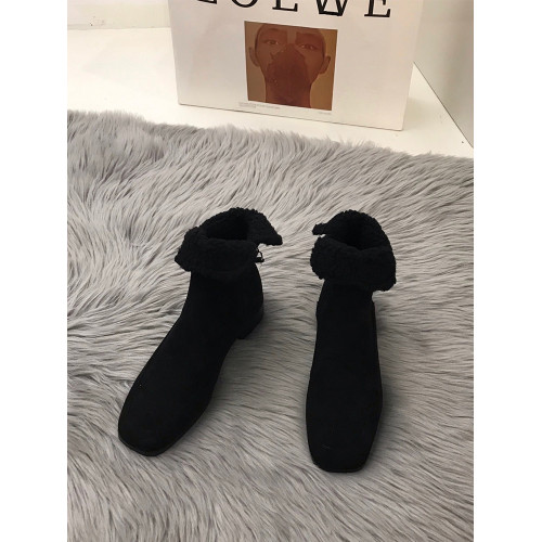 今年流行的短靴2023新款低跟加絨側拉鍊雪地靴甜酷風磨砂皮毛毛靴