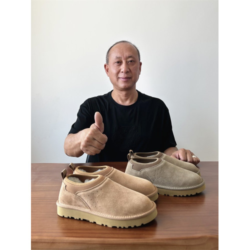 河南桑坡羊皮毛一體真皮純羊毛一腳蹬雪地靴女冬季短筒短靴大棉鞋