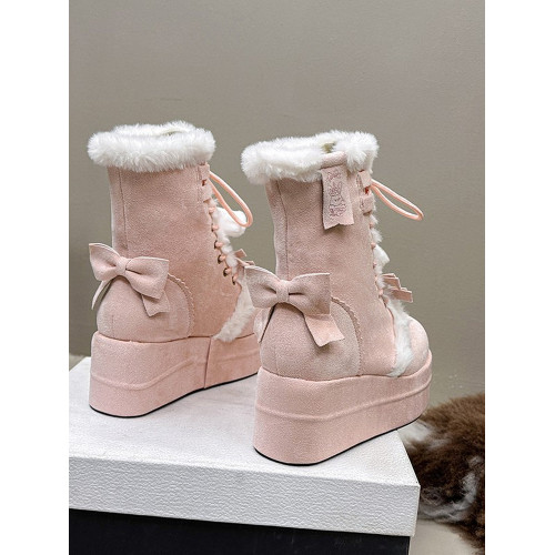 原創lolita鞋子女新款爆款厚底中筒靴冬季加絨棉鞋松糕可愛雪地靴