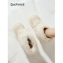 達芙妮厚底加絨雪地靴女冬季2025新款防滑短靴子防寒保暖毛毛棉鞋