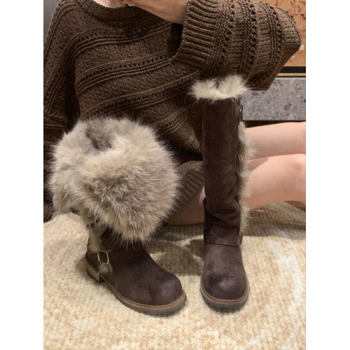 俄式穿搭厚絨長筒靴雪地靴女款加絨保暖冬季2026新款毛毛棉鞋女靴 俄式穿搭厚絨長筒靴雪地靴女款加絨保暖冬季2026新款毛毛棉鞋女靴