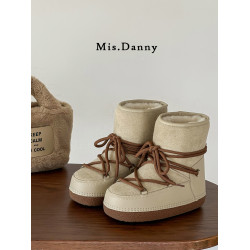 Misdanny時尚保暖月亮雪地靴女冬2025軟底麵包短靴加絨加厚大棉鞋