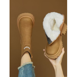 棉鞋女款冬季新款2025年加絨馬丁靴厚底雪地靴真羊皮毛一體短靴子