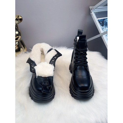 真皮羊毛雪地靴皮毛一體馬丁靴女8cm冬加絨加厚底內增高保暖棉靴 真皮羊毛雪地靴皮毛一體馬丁靴女8cm冬加絨加厚底內增高保暖棉靴