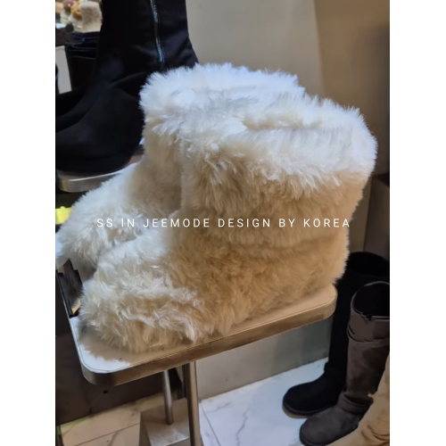 小池在首爾冬季新款韓版加厚保暖毛毛雪地靴可愛毛絨平底舒適棉靴