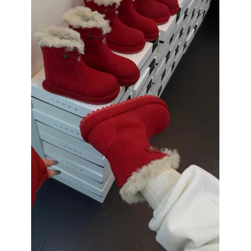 大頭厚底雪地靴女款2025新款冬季馬丁靴兩穿勃肯短靴加絨毛毛棉鞋