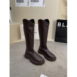 歐美不過膝長高筒靴子女秋冬2025年冬季新款美拉德厚底時裝騎士靴