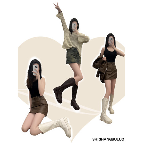 歐美不過膝長高筒靴子女秋冬2025年冬季新款美拉德厚底時裝騎士靴 歐美不過膝長高筒靴子女秋冬2025年冬季新款美拉德厚底時裝騎士靴