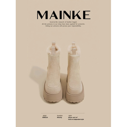 百搭冬季新款厚底雪地靴女白色防滑增高加絨東北棉鞋加厚毛毛鞋子