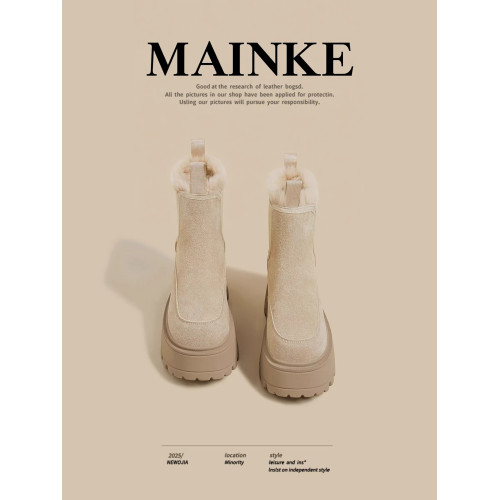 百搭冬季新款厚底雪地靴女白色防滑增高加絨東北棉鞋加厚毛毛鞋子