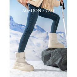 戶外防水雪地靴女款2025新款冬季厚底運動防滑加絨短靴子東北棉鞋