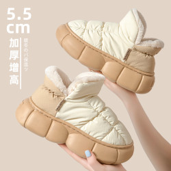 厚底雪地靴女款2025新款秋冬季外穿防水包跟保暖防滑家居棉拖鞋女