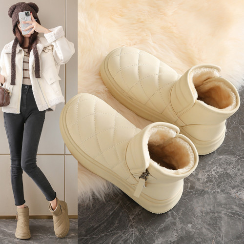 皮毛一體雪地靴女款2025新款冬季加絨加厚棉靴哈爾濱防滑防水棉鞋