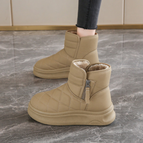 皮毛一體雪地靴女款2025新款冬季加絨加厚棉靴哈爾濱防滑防水棉鞋