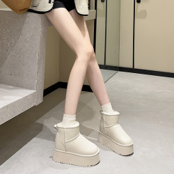 12CM內增高真皮雪地靴女2026冬季新款加絨保暖棉靴厚底防滑短筒靴