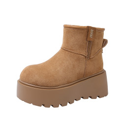 松糕厚底雪地靴女2026新款冬季增高馬丁靴加絨加厚保暖東北大棉鞋