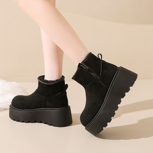 松糕厚底雪地靴女2026新款冬季增高馬丁靴加絨加厚保暖東北大棉鞋