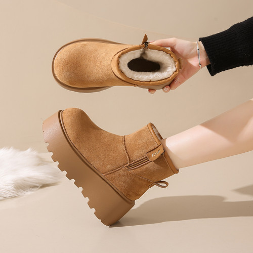 松糕厚底雪地靴女2026新款冬季增高馬丁靴加絨加厚保暖東北大棉鞋