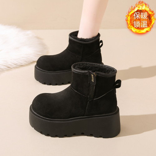 松糕厚底雪地靴女2026新款冬季增高馬丁靴加絨加厚保暖東北大棉鞋