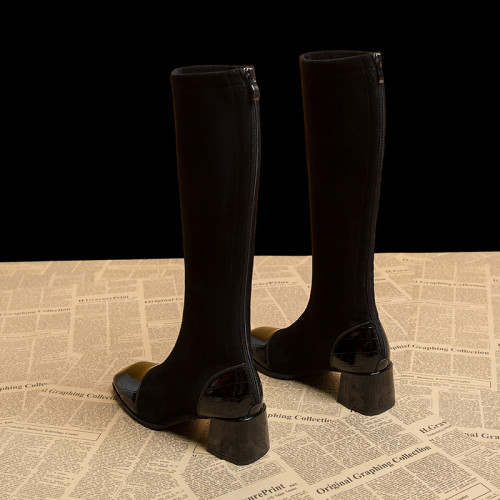 彈力靴子女春秋2025年新款高跟長靴女冬季長筒靴瘦瘦靴高筒騎士靴