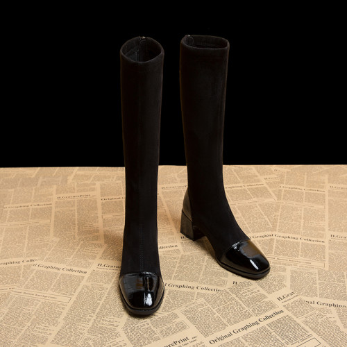 彈力靴子女春秋2025年新款高跟長靴女冬季長筒靴瘦瘦靴高筒騎士靴