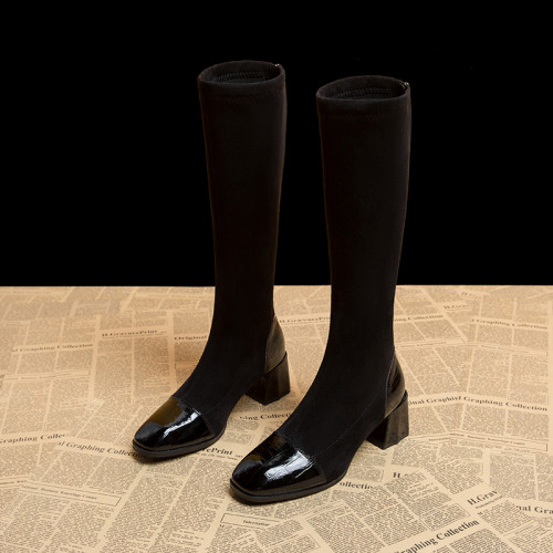 彈力靴子女春秋2025年新款高跟長靴女冬季長筒靴瘦瘦靴高筒騎士靴