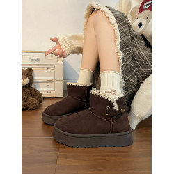 人本雪地靴女款秋冬季2025新款百搭爆款加絨加厚保暖復古防滑棉鞋